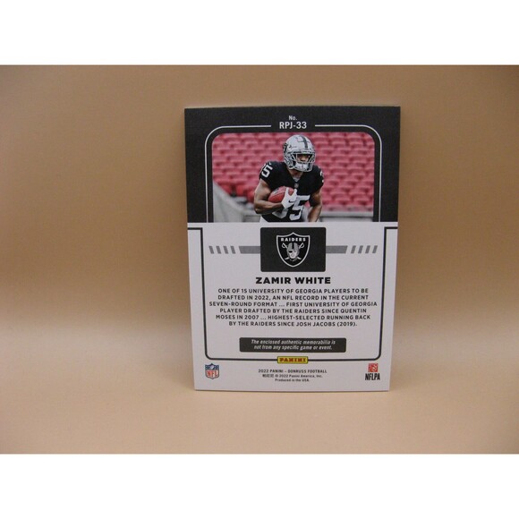 2022 Panini Donruss Zamir White #RPJ-33 RC Rookie Phenom Black Jersey Raiders - Picture 2 of 2